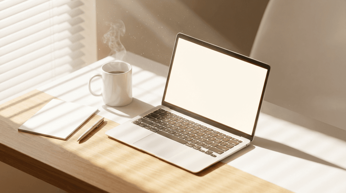 Ecom Enterprises Online LLC workspace with laptop showing Shopify dashboard