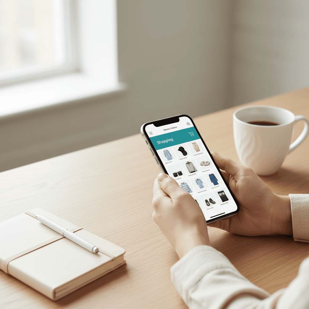 Mobile phone displaying optimized ecommerce store with customer reviews
